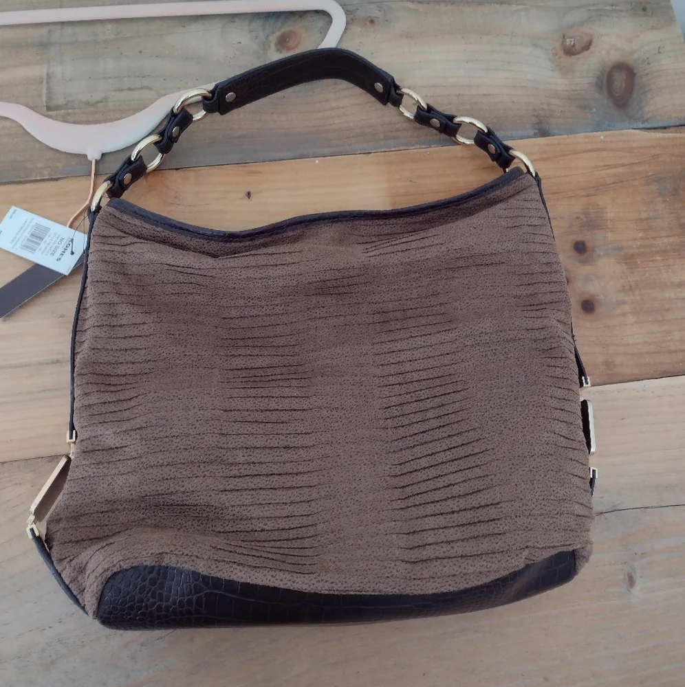 Dana Buchman Brown Hartsdale Hobo Handbag in Tan Saddle NWT